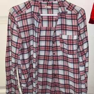Pink and white plaid shirt
